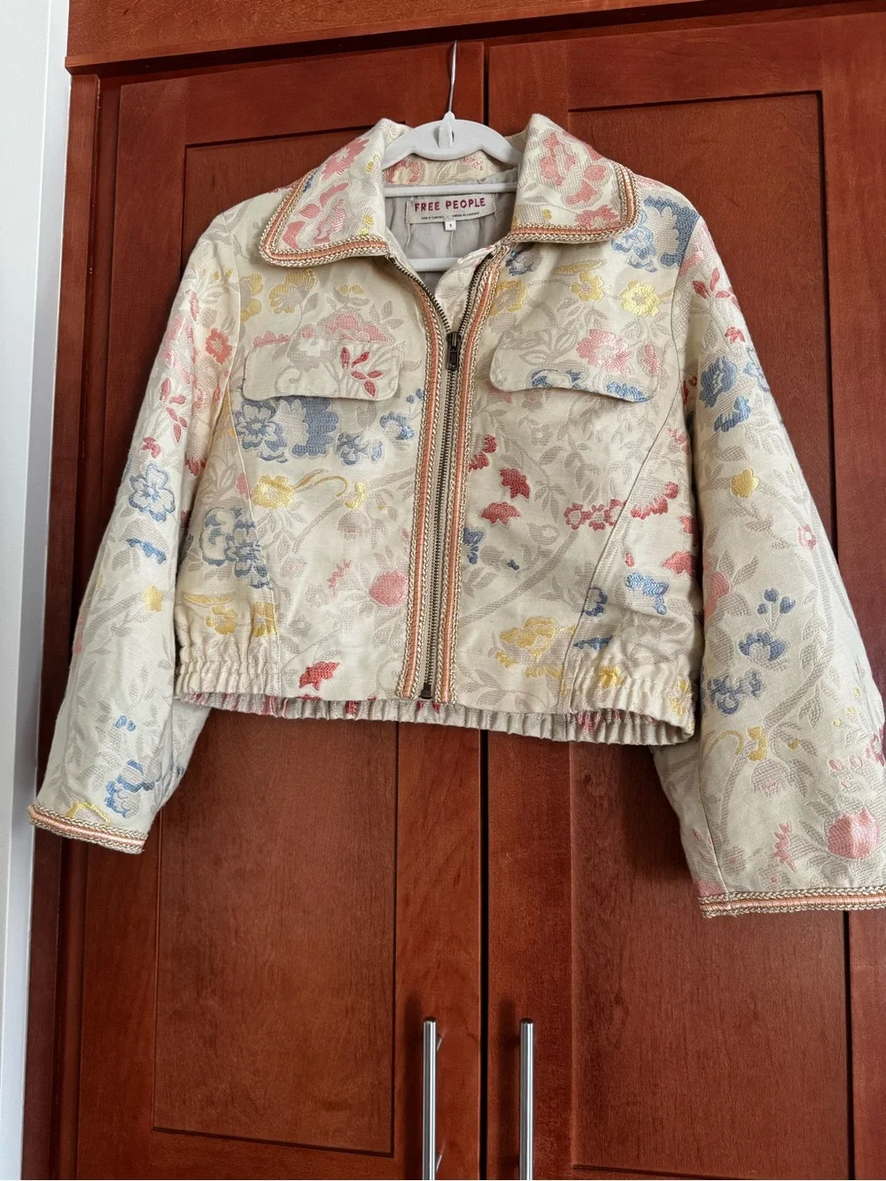 Free People Margot Floral Embroidered Crop Jacket Size S